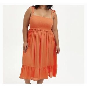 Torrid maxi tiered rayon orange dress plus size 2 18/20